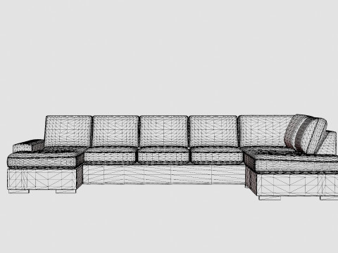 Boss U Sofa Large With Divan Left Anthracite 3D Model