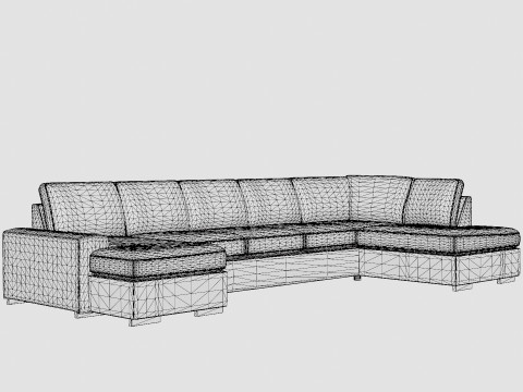 Boss U Sofa Large With Divan Left Anthracite 3D Model