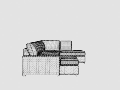 Boss U Sofa Large With Divan Left Anthracite 3D Model