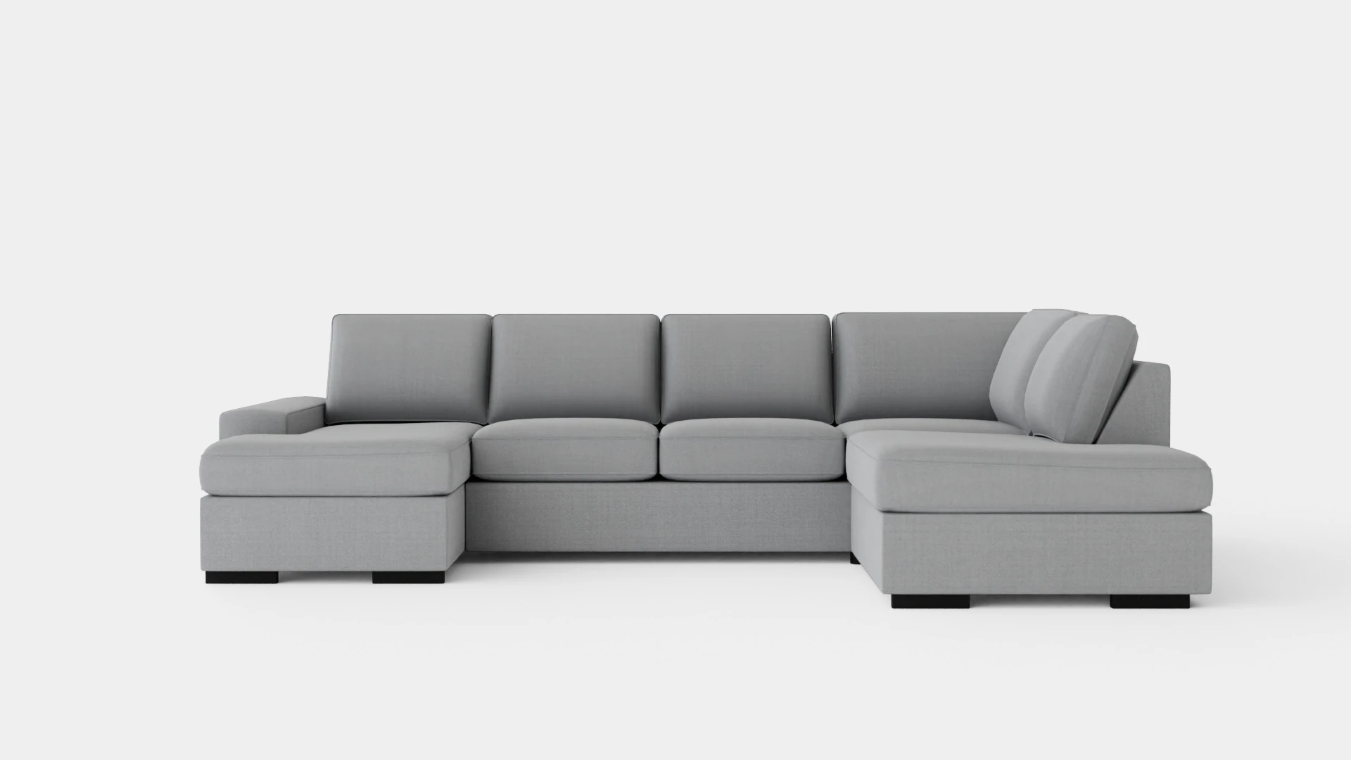 Boss U Sofa With Divan Left Gray 3D Model .c4d .max .obj .3ds .fbx .stl .blend 