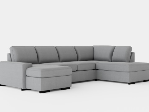 Boss U Sofa With Divan Left Gray Model 3D