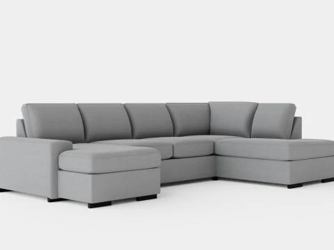 Boss U Sofa With Divan Left Gray 3D Model