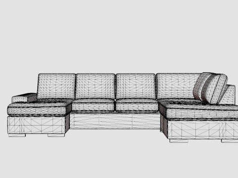 Boss U Sofa With Divan Left Gray Model 3D