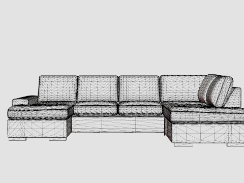 Boss U Sofa With Divan Left Gray 3D Model