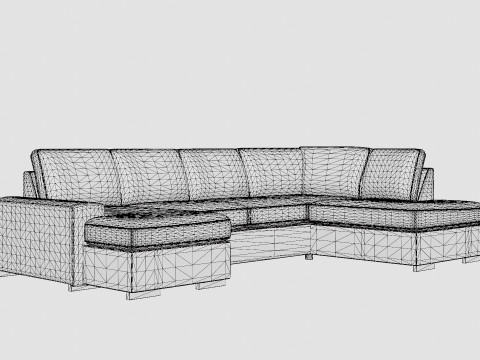 Boss U Sofa With Divan Left Gray Model 3D