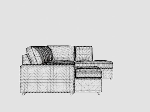 Boss U Sofa With Divan Left Gray 3D Model