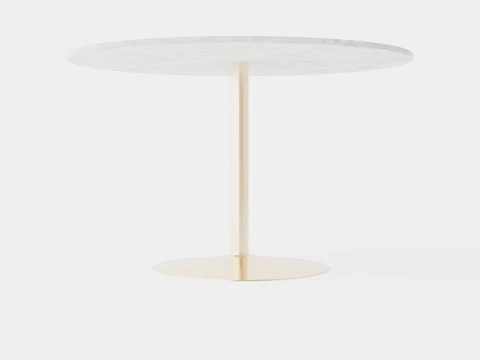 Capri Dining Table Around Marble White Brass 3D Model