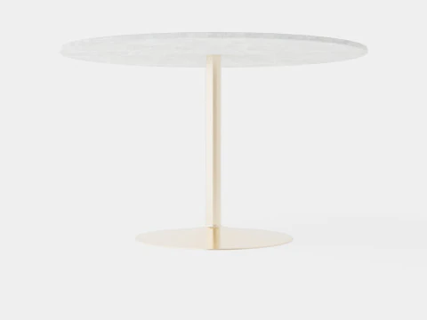 Capri Dining Table Around Marble White Brass 3D Model