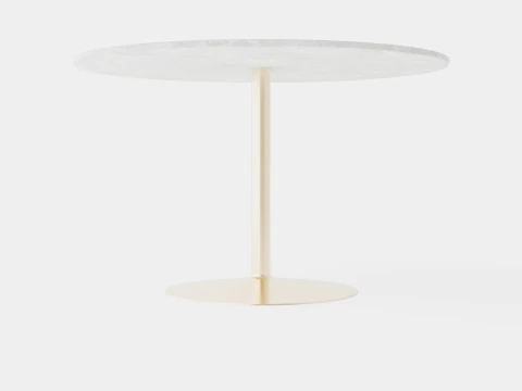 Capri Dining Table Around Marble White Brass 3D Model