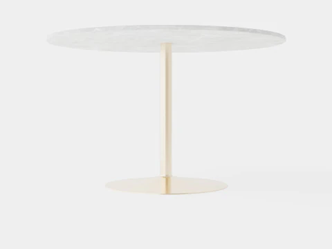 Capri Dining Table Around Marble White Brass 3D Model