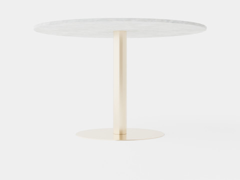 Capri Dining Table Around Marble White Brushed Brass 3D Модель