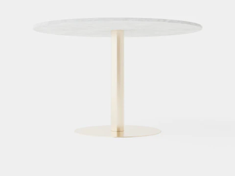 Capri Dining Table Around Marble White Brushed Brass 3D Model