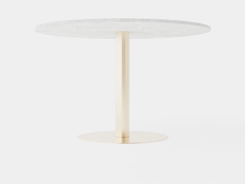 Capri Dining Table Around Marble White Brushed Brass 3D Модель