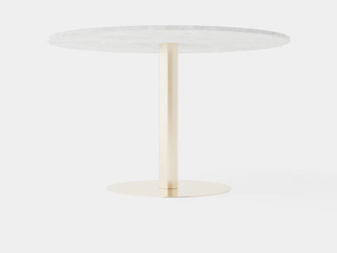 Capri Dining Table Around Marble White Brushed Brass 3D Model