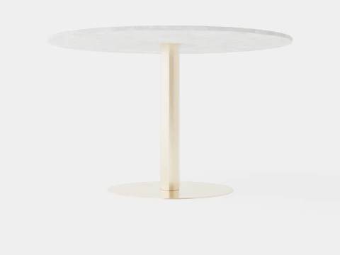 Capri Dining Table Around Marble White Brushed Brass 3D Model