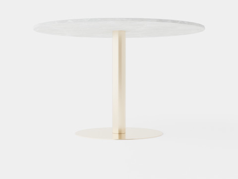 Capri Dining Table Around Marble White Brushed Brass 3D Модель