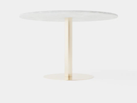 Capri Dining Table Around Marble White Brushed Brass 3D Model
