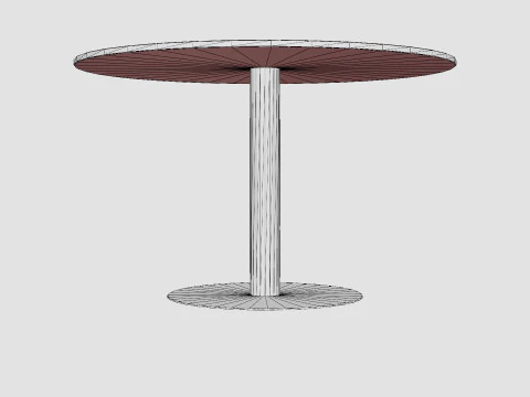 Capri Dining Table Around Marble White Brushed Brass 3D Model