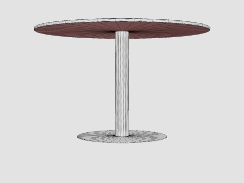Capri Dining Table Around Marble White Brushed Brass 3D Model