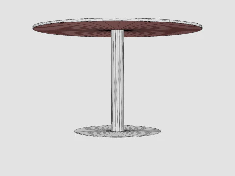 Capri Dining Table Around Marble White Brushed Brass 3D Model