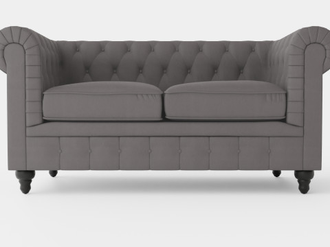 Chesterfield Luxury Velvet Sofa 2 Seater 3D Model
