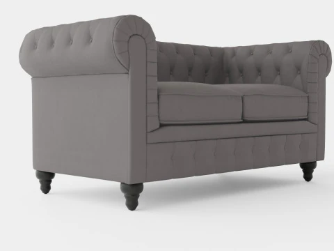 Chesterfield Luxury Velvet Sofa 2 Seater 3D Model