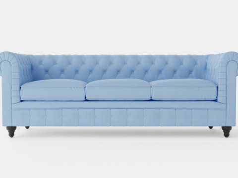 Chesterfield Luxury Velvet Sofa 3 Seater 3D Model
