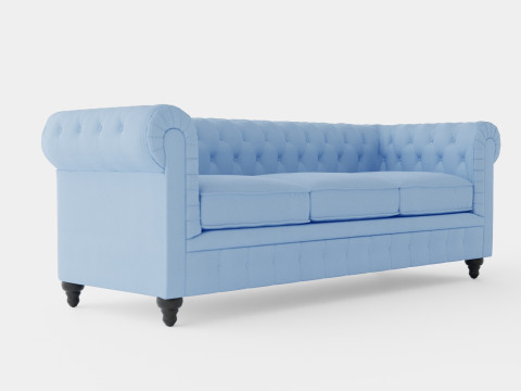 Chesterfield Luxury Velvet Sofa 3 Seater Model 3D