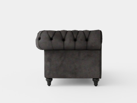 Chesterfield Luxury Velvet Sofa 3 Seater Dark Gray Modelo 3D
