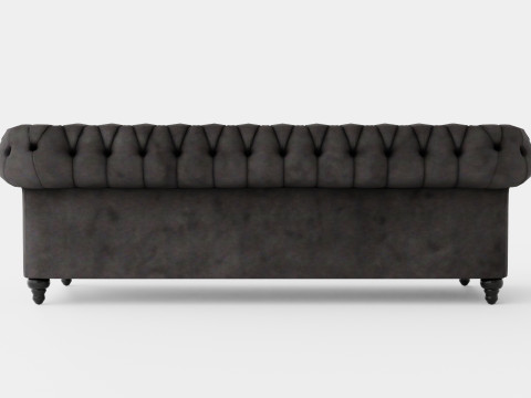 Chesterfield Luxury Velvet Sofa 3 Seater Dark Gray Modelo 3D