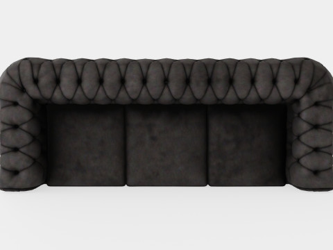 Chesterfield Luxury Velvet Sofa 3 Seater Dark Gray Modelo 3D