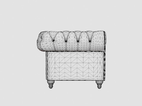 Chesterfield Luxury Velvet Sofa 3 Seater Dark Gray Modelo 3D