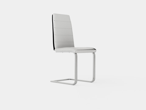 Cibus Dining Chair Artificial Leather White Chrome 3D Model