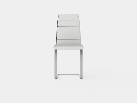 Cibus Dining Chair Artificial Leather White Chrome Modello 3D