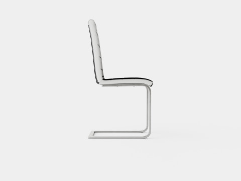 Cibus Dining Chair Artificial Leather White Chrome Modello 3D