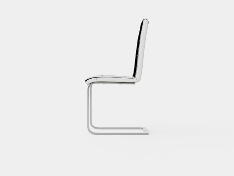 Cibus Dining Chair Artificial Leather White Chrome Modello 3D
