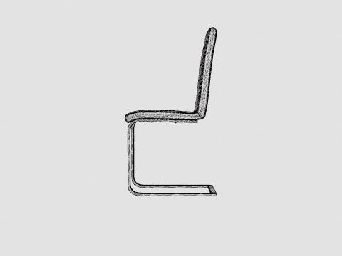 Cibus Dining Chair Artificial Leather White Chrome Modello 3D