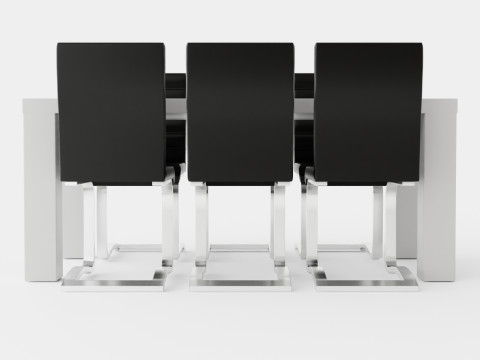 Cibus Food Group With 6 Chairs White Black Artificial Leather 3D मॉडल