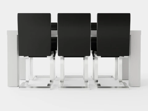 Cibus Food Group With 6 Chairs White Black Artificial Leather 3D Model