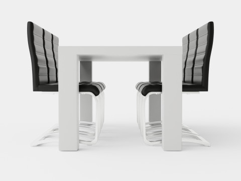 Cibus Food Group With 6 Chairs White Black Artificial Leather 3D मॉडल