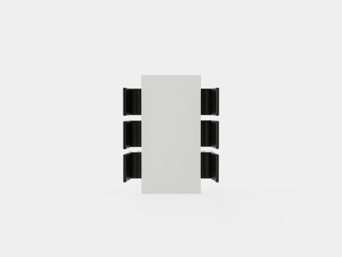 Cibus Food Group With 6 Chairs White Black Artificial Leather 3D मॉडल