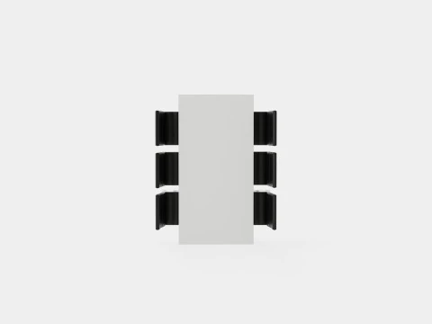 Cibus Food Group With 6 Chairs White Black Artificial Leather 3D Model