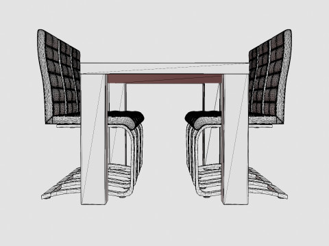 Cibus Food Group With 6 Chairs White Black Artificial Leather 3D मॉडल