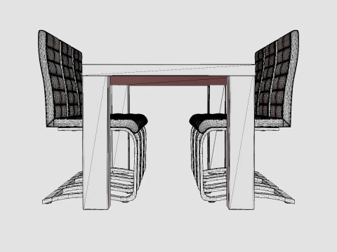 Cibus Food Group With 6 Chairs White Black Artificial Leather 3D Model