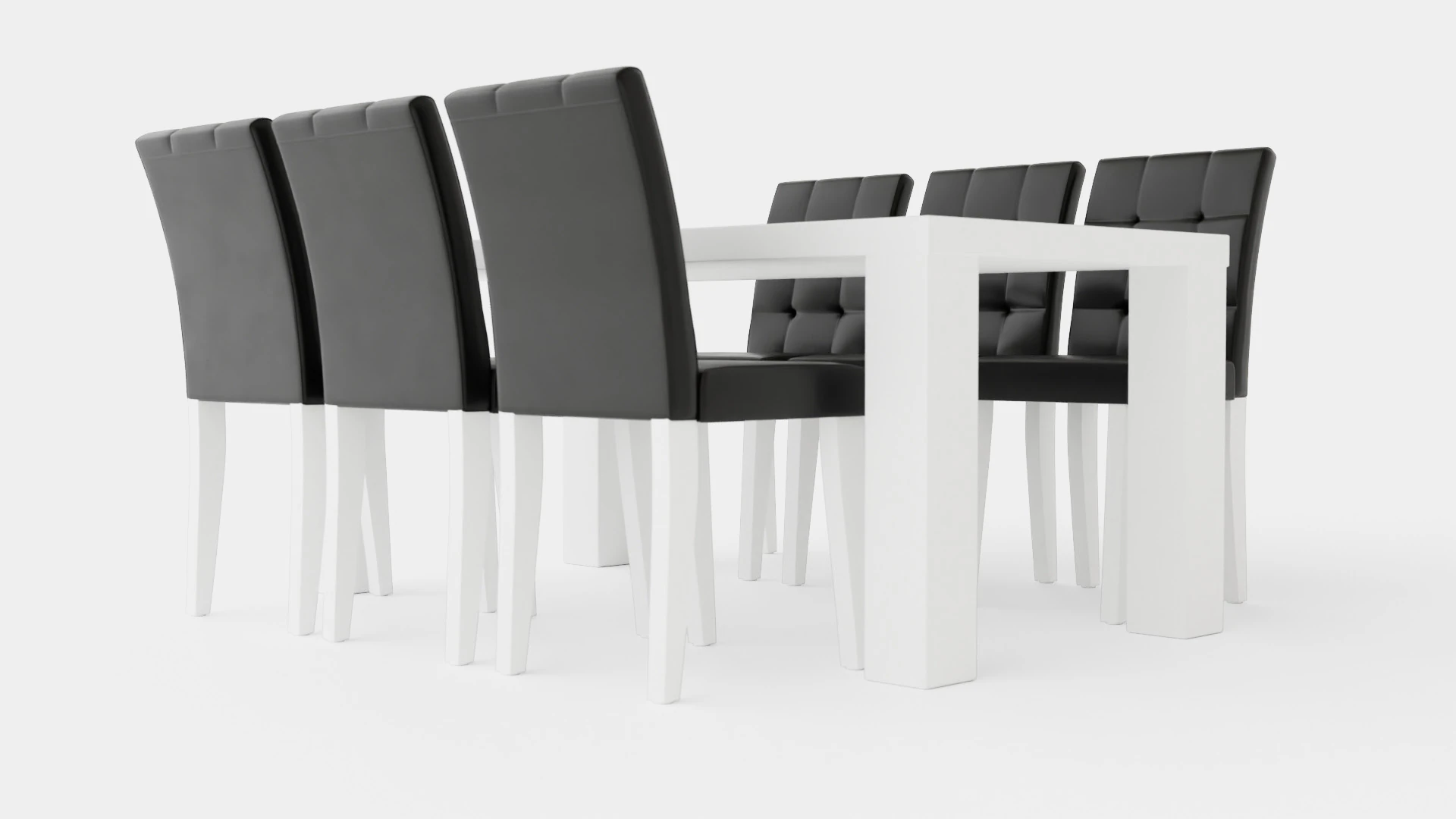 Cibus Food Group With 6 Viktor Chair White Black 3D Model .c4d .max .obj .3ds .fbx .stl .blend 