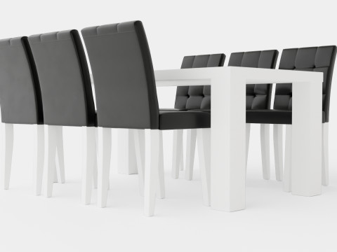 Cibus Food Group With 6 Viktor Chair White Black 3D Model