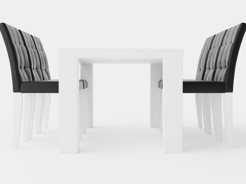 Cibus Food Group With 6 Viktor Chair White Black 3D Model