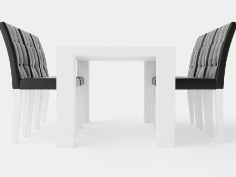 Cibus Food Group With 6 Viktor Chair White Black 3D Model