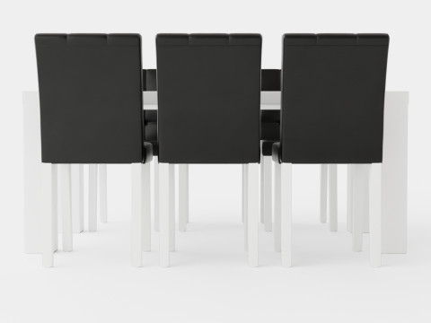 Cibus Food Group With 6 Viktor Chair White Black 3D Model