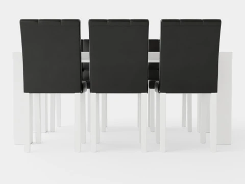 Cibus Food Group With 6 Viktor Chair White Black 3D Model